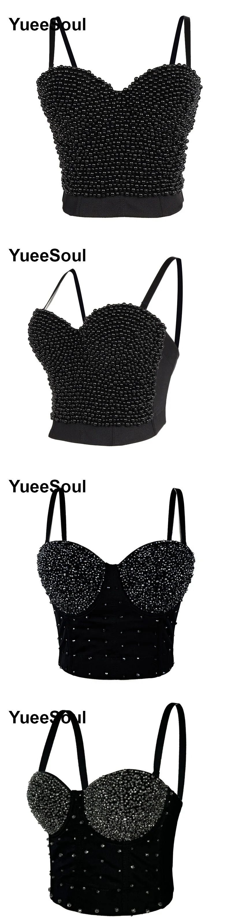 Black Crop Tops 2025 New Y2K Gothic Wedding Party Club High Street Casual Sexy Tank Top Pearl Sequins Corset Top Women Clothing