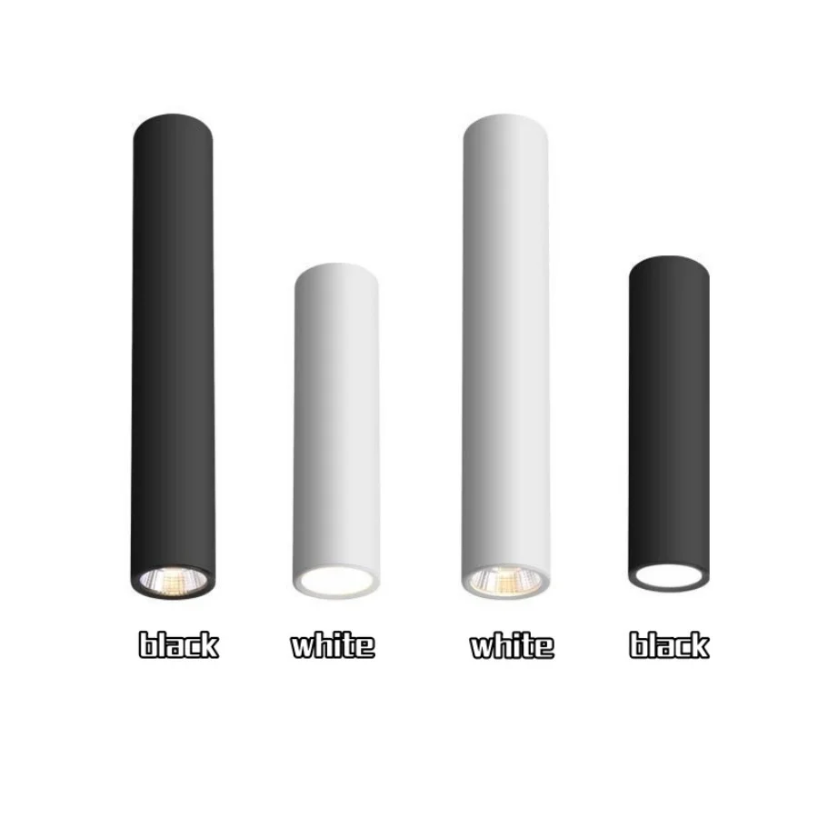 Long Barrel LED Down Light Spotlight Ceiling Light Dimmable COB 12W Surface Mounted Spotlights Living Room Bedroom Shop 85-265V