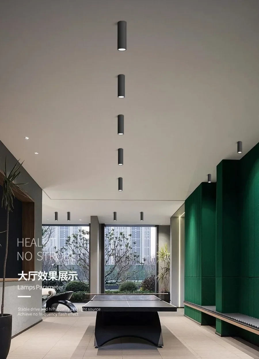 Long Barrel LED Down Light Spotlight Ceiling Light Dimmable COB 12W Surface Mounted Spotlights Living Room Bedroom Shop 85-265V