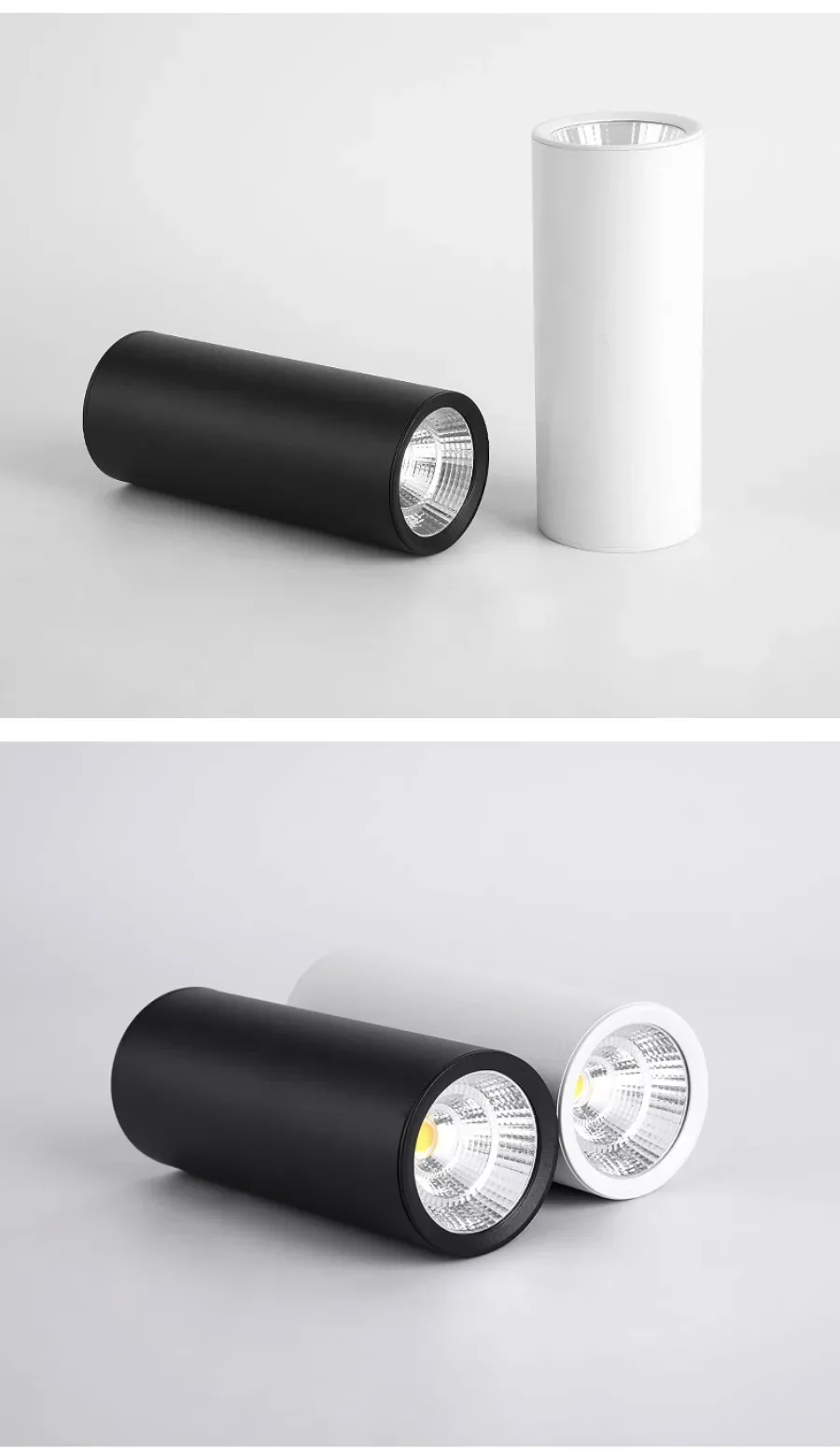 Long Barrel LED Down Light Spotlight Ceiling Light Dimmable COB 12W Surface Mounted Spotlights Living Room Bedroom Shop 85-265V