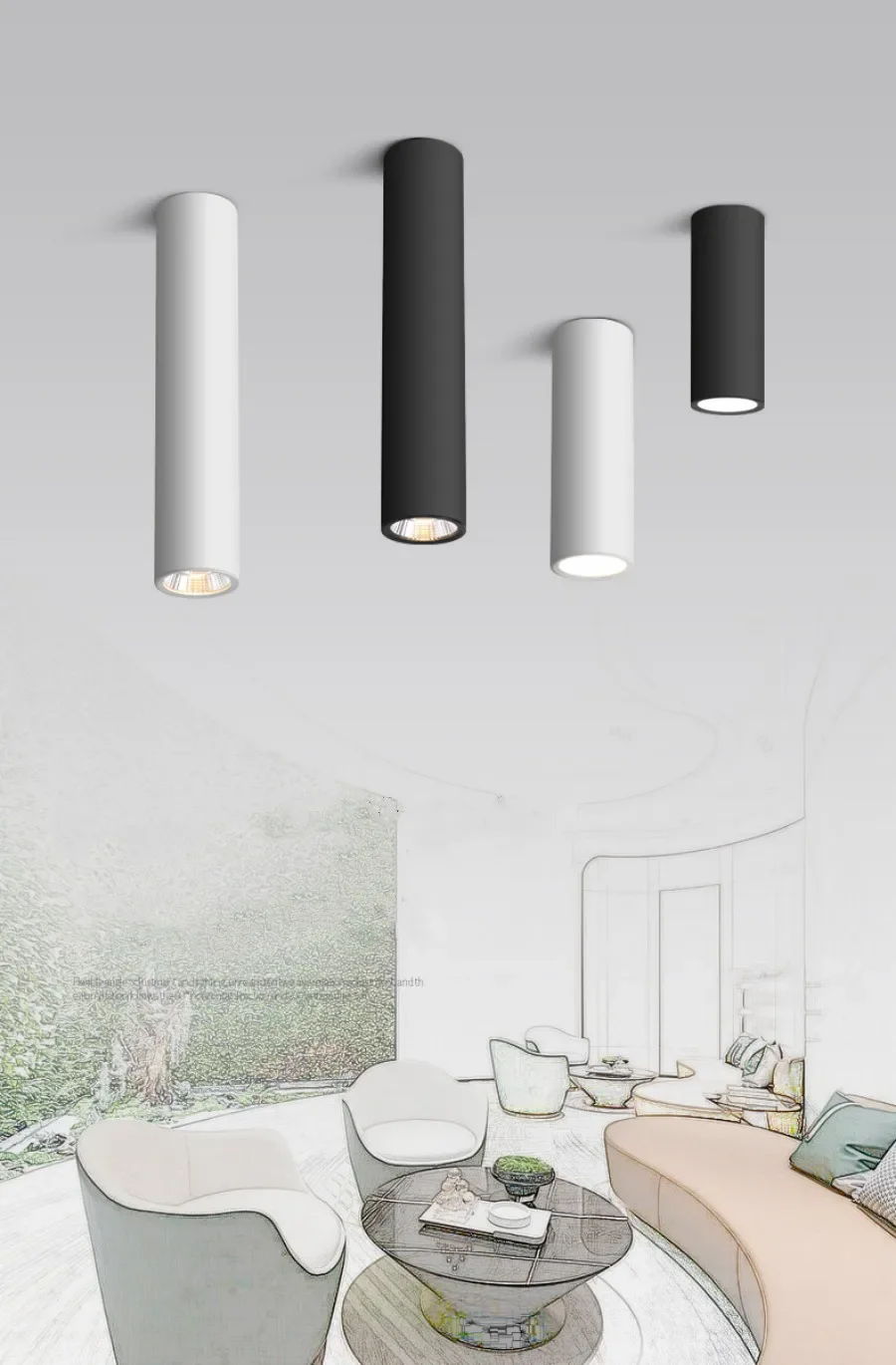 Long Barrel LED Down Light Spotlight Ceiling Light Dimmable COB 12W Surface Mounted Spotlights Living Room Bedroom Shop 85-265V