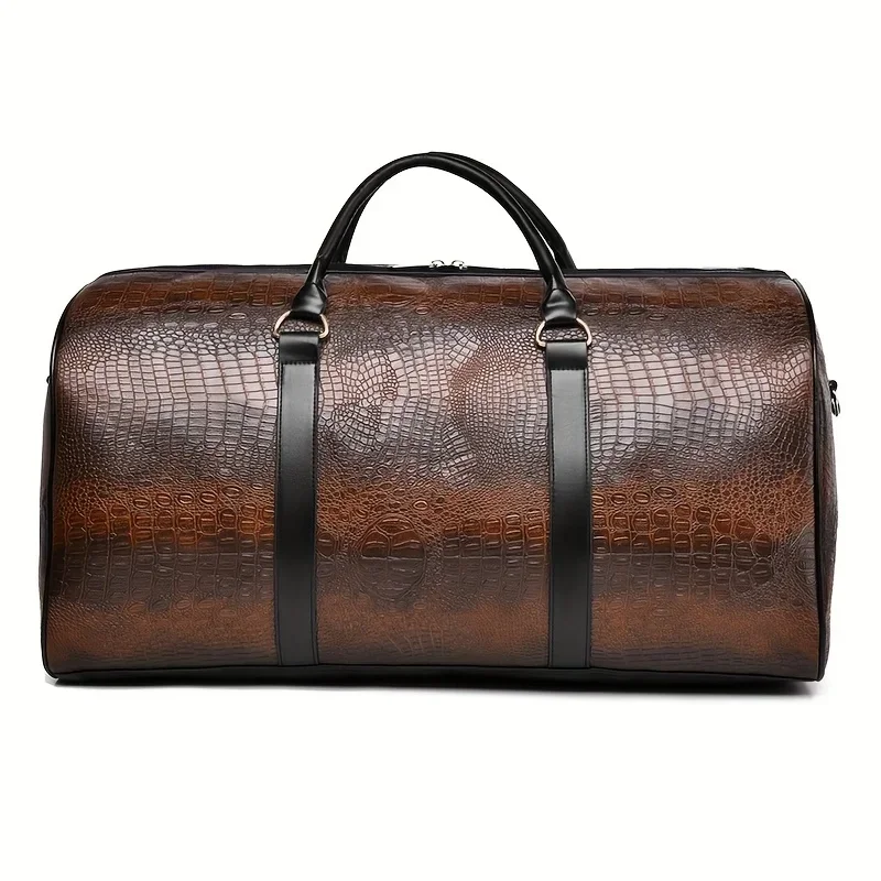 Large Capacity Retro Crocodile-Textured Travel Duffel Bag - Durable Unisex Vacation Luggage, Versatile Gift for Men & Women