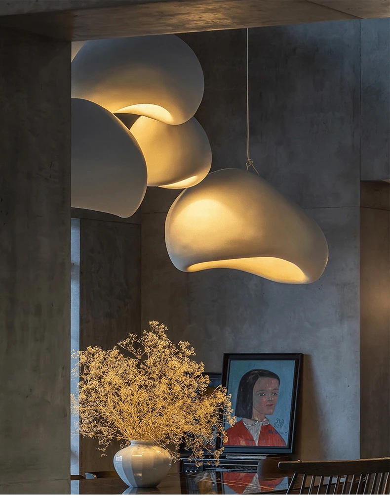 Nordic Wabi Sabi Pendant Lamps Dining Room Lighting Modern Living Room Bedroom LED Ceiling Chandelier Loft Lustre Hanging Lights