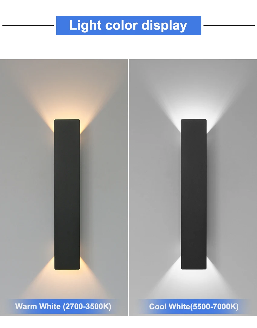 Outdoor LED Wall Lamp IP65 Waterproof Aluminum Up Down Light 18W 110V/220V Black White for Courtyard Porch Exterior Lighting