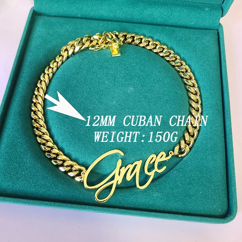 Customized Stainless Steel Words Name Necklace With 1.6CM/1.2CM Stainless Steel Cuban Chain for Men Women Hip Hop Jewelry