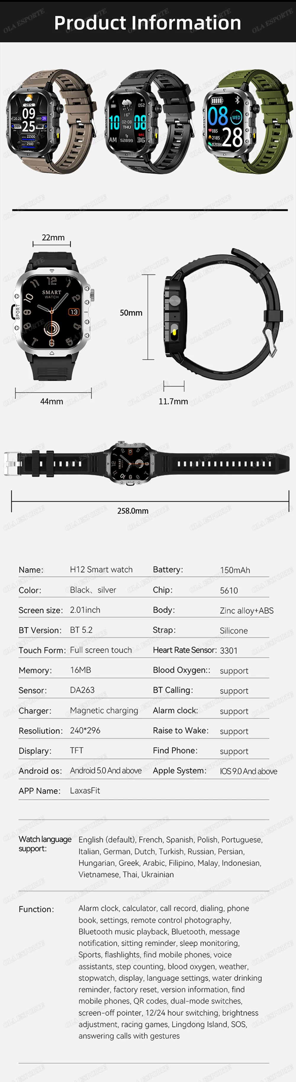 2026 New Rugged Military GPS Smart Watch Men Bluetooth Call Health Monitoring Sports 5ATM Waterproof Smartwatches Man Pk HT30