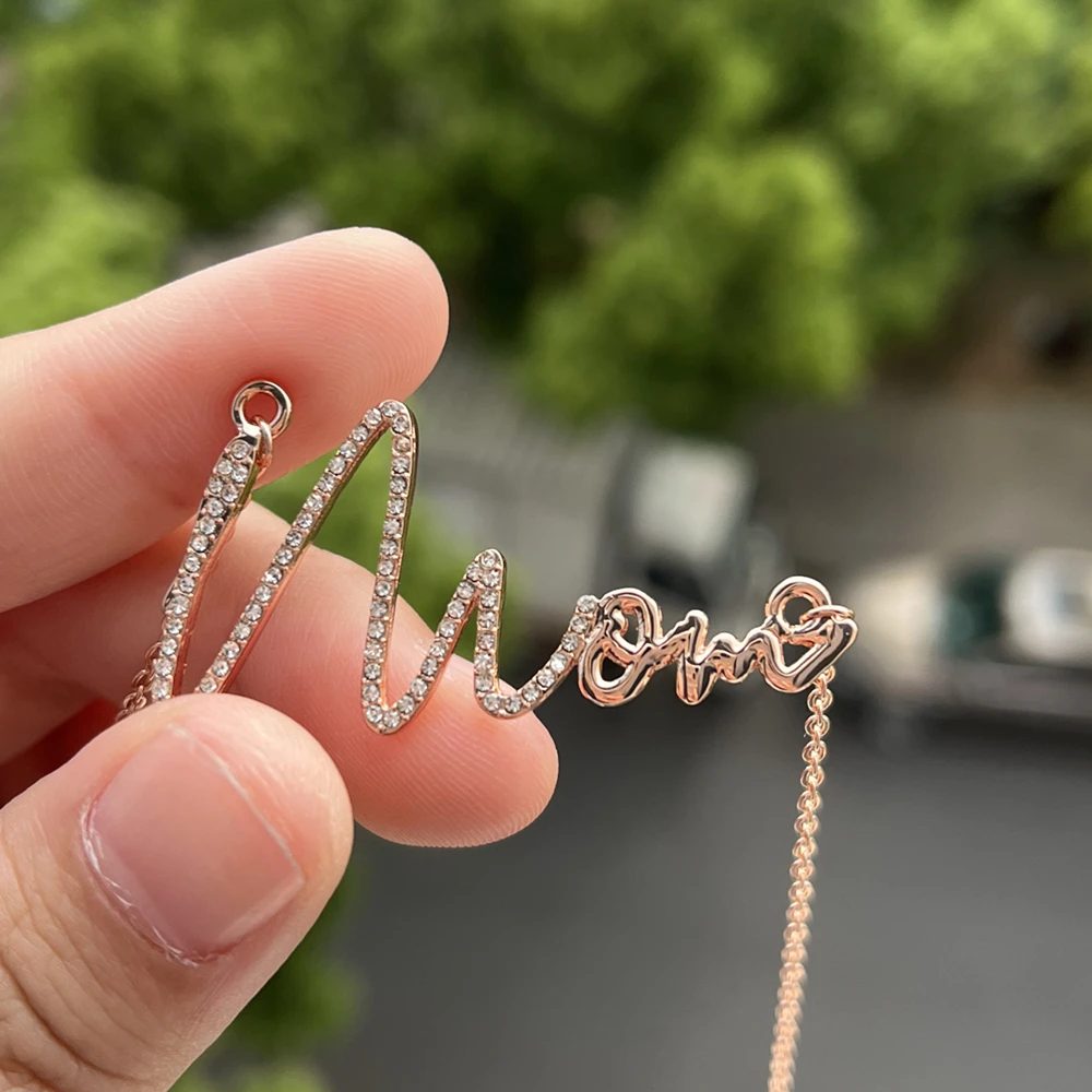Duoying Zirconia Initial Letters Necklaces Women Personalized Necklace with Names Crystal Pendant Necklace Mom Gift