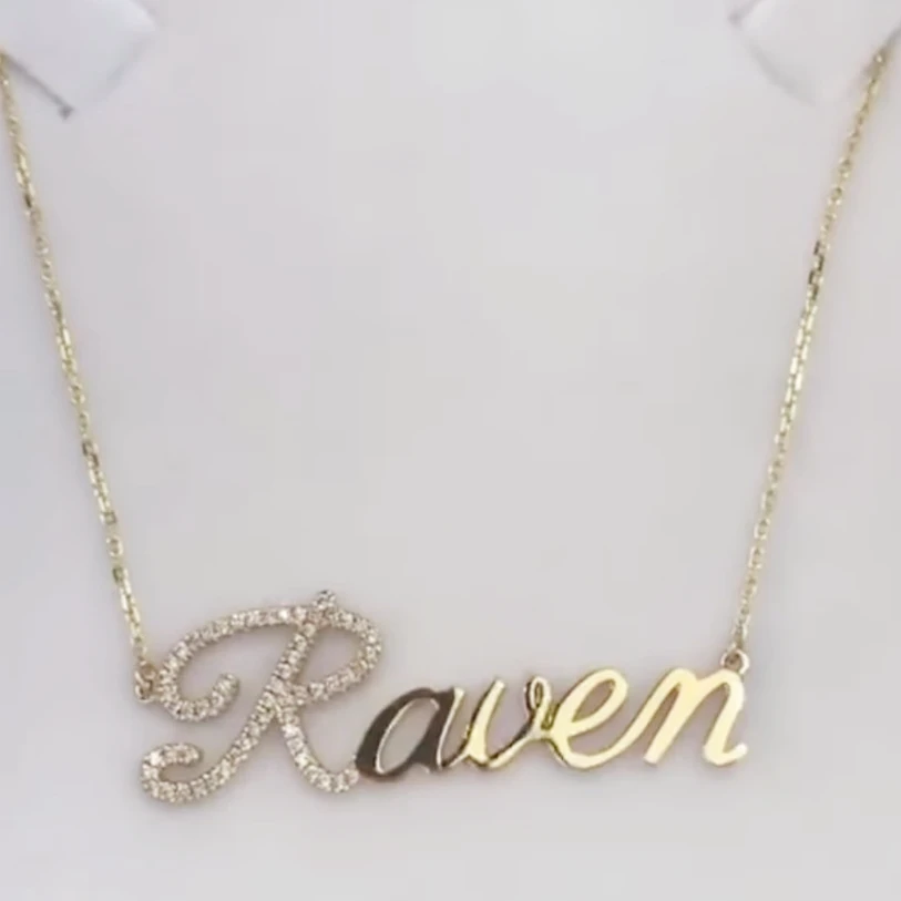 Duoying Zirconia Initial Letters Necklaces Women Personalized Necklace with Names Crystal Pendant Necklace Mom Gift