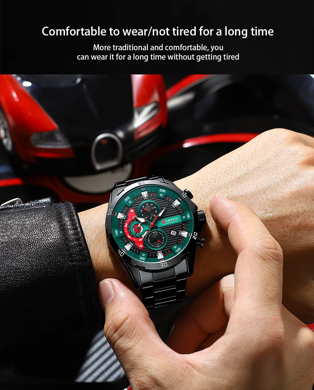 CURREN 8402 Men's Stainless Steel Watch Creative Fashion Luminous Dial with Chronograph Leisure Luxury Men's Watch Reloj Hombre