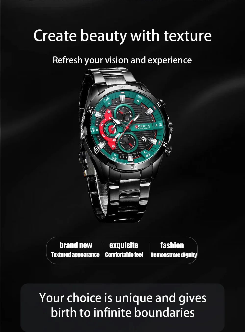 CURREN 8402 Men's Stainless Steel Watch Creative Fashion Luminous Dial with Chronograph Leisure Luxury Men's Watch Reloj Hombre