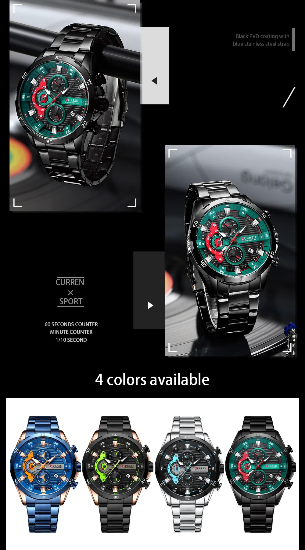 CURREN 8402 Men's Stainless Steel Watch Creative Fashion Luminous Dial with Chronograph Leisure Luxury Men's Watch Reloj Hombre