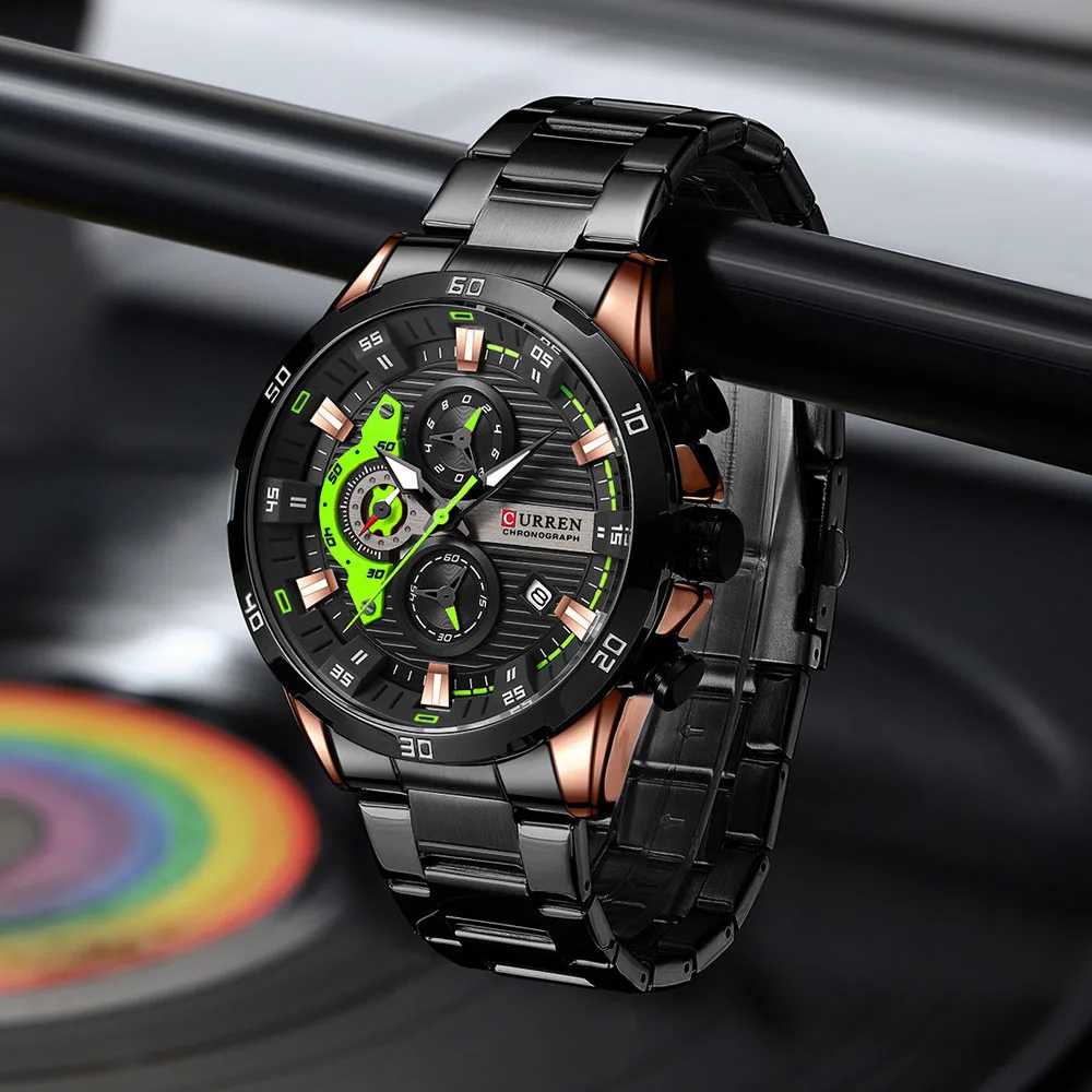 CURREN 8402 Men's Stainless Steel Watch Creative Fashion Luminous Dial with Chronograph Leisure Luxury Men's Watch Reloj Hombre