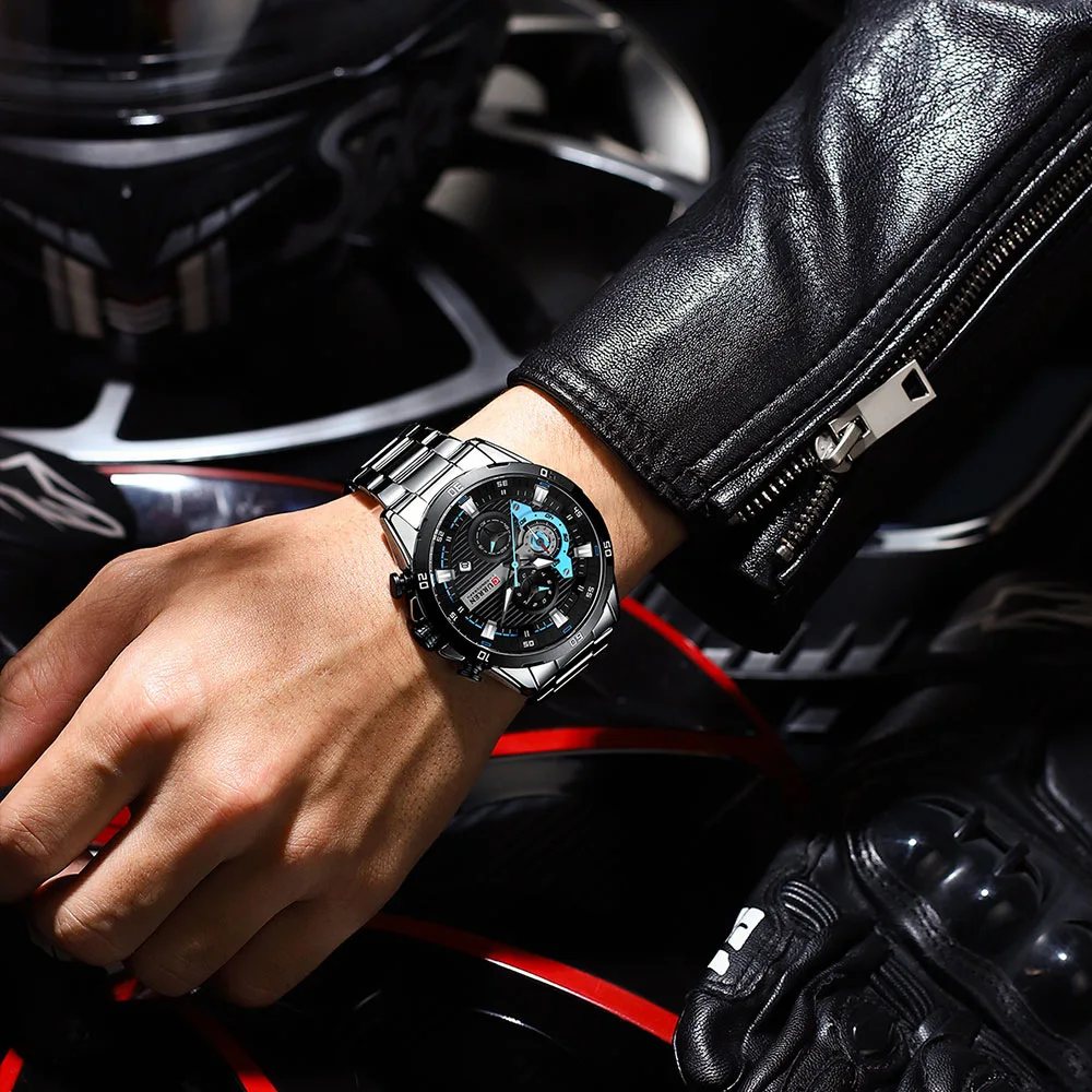 CURREN 8402 Men's Stainless Steel Watch Creative Fashion Luminous Dial with Chronograph Leisure Luxury Men's Watch Reloj Hombre