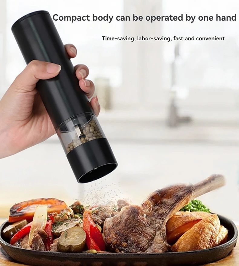 USB Rechargeable Electric Salt and Pepper Grinder Adjustable Coarseness Large Capacity Auto Spices Grinders Kitchen Cooking Tool