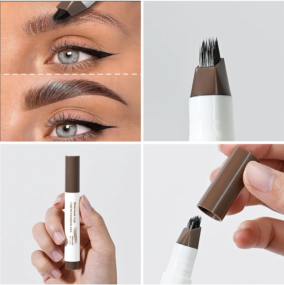 Long Lasting 4D Eyebrow Pen Multi Forks Liquid Pen Tip Fine Sketch Liquid Tattoo Brow Waterproof Precise Makeup