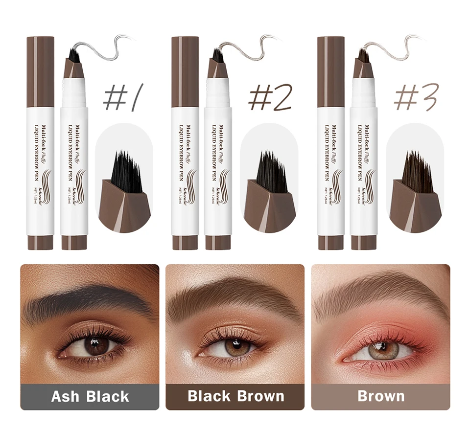 Long Lasting 4D Eyebrow Pen Multi Forks Liquid Pen Tip Fine Sketch Liquid Tattoo Brow Waterproof Precise Makeup