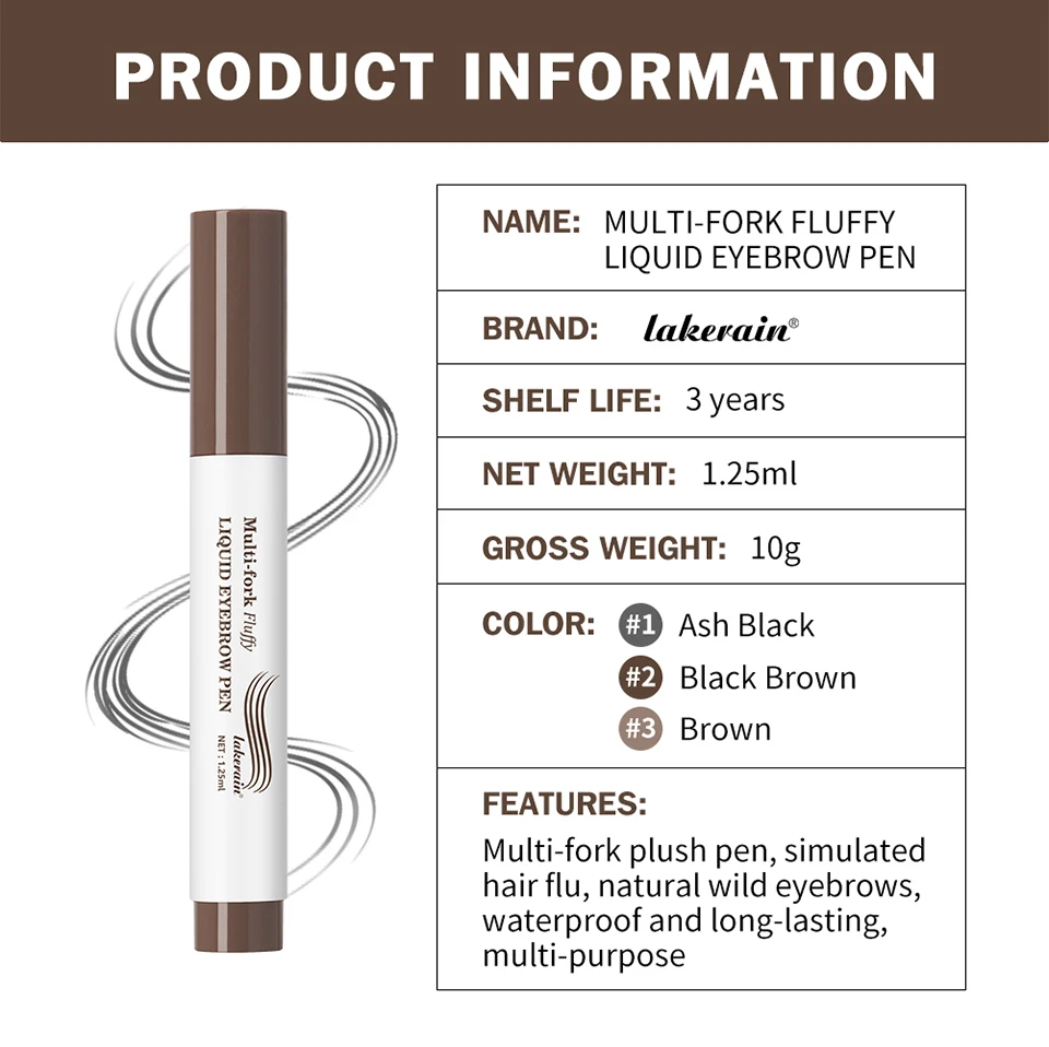 Long Lasting 4D Eyebrow Pen Multi Forks Liquid Pen Tip Fine Sketch Liquid Tattoo Brow Waterproof Precise Makeup