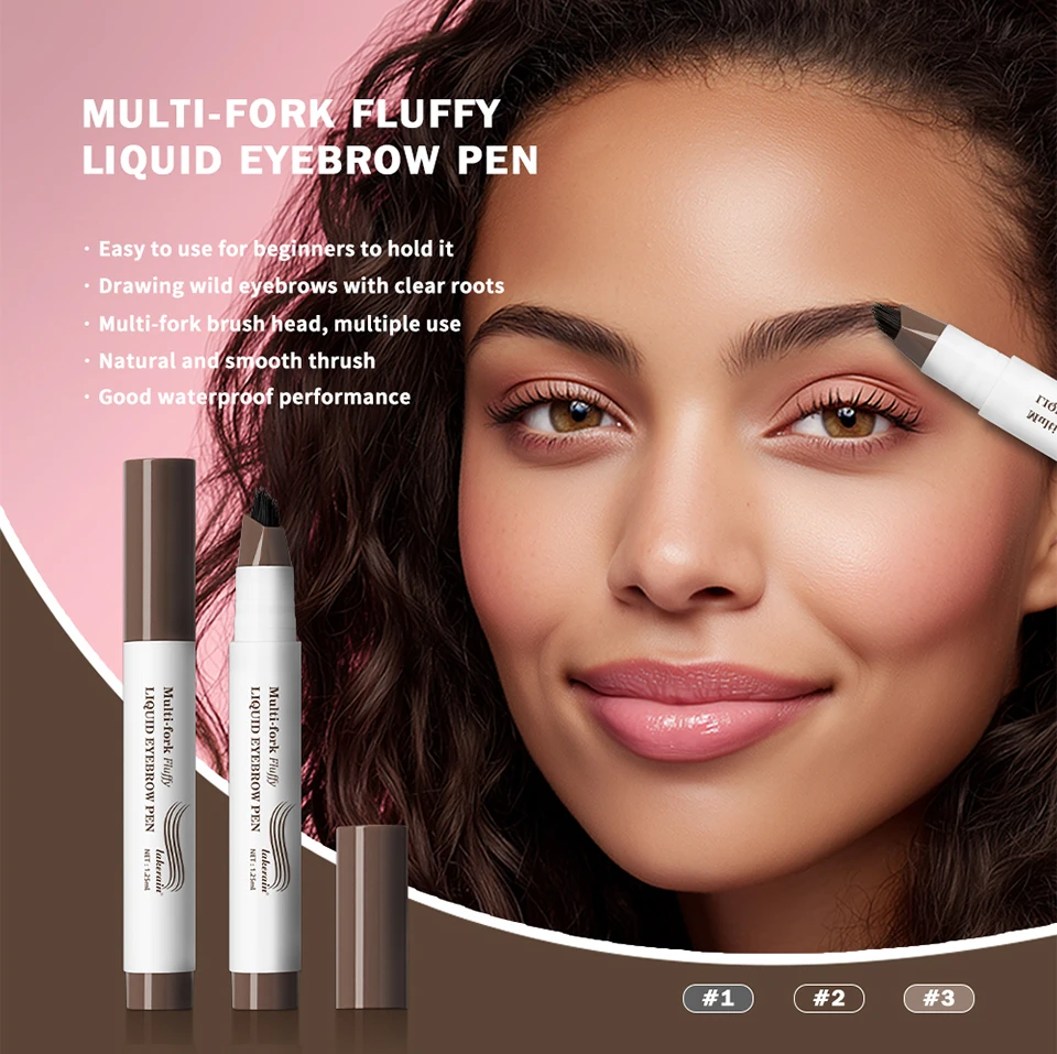Long Lasting 4D Eyebrow Pen Multi Forks Liquid Pen Tip Fine Sketch Liquid Tattoo Brow Waterproof Precise Makeup