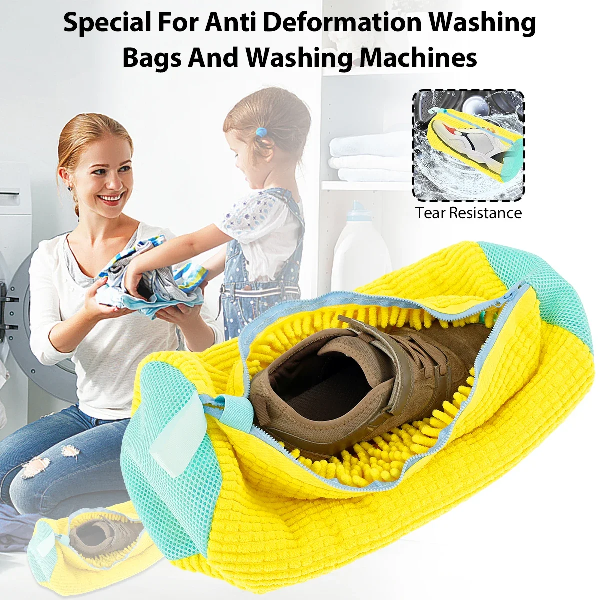 Shoe Washing Machine Bag Reusable Sneaker Cleaning Bag for Washer Dryer Protective Mesh Laundry Bag for Tennis Shoes All Size