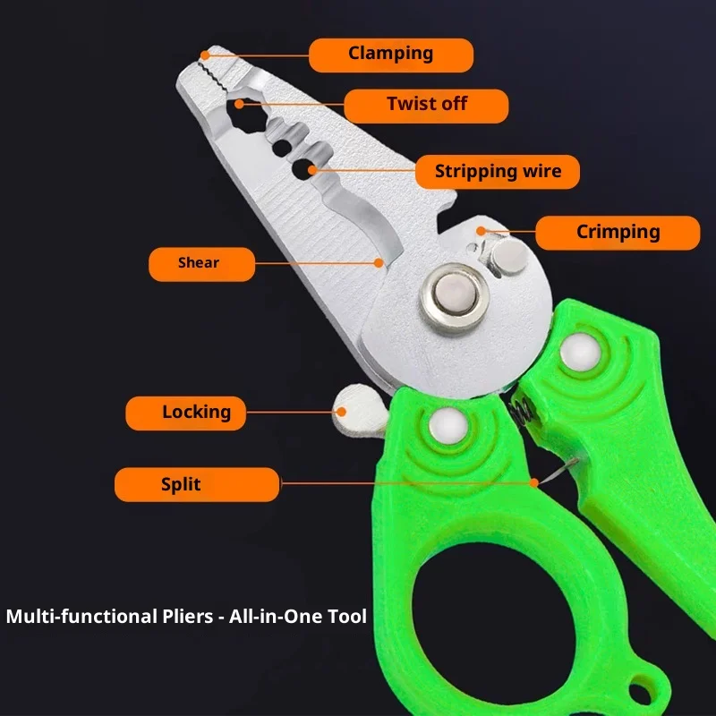 Multi-Function Wire Stripping Pliers - Pocket-Sized Cable Cutter & Crimping Tool for Electricians
