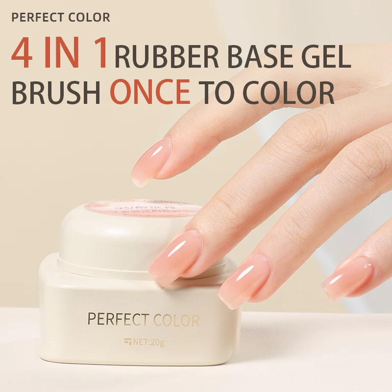 PERFECT COLOR 4-in-1 Builder Nail Gel,20g 12 Colors Rubber Base Gel Polish,Extension for DIY Salon Girls Home,Nail Art Brushes