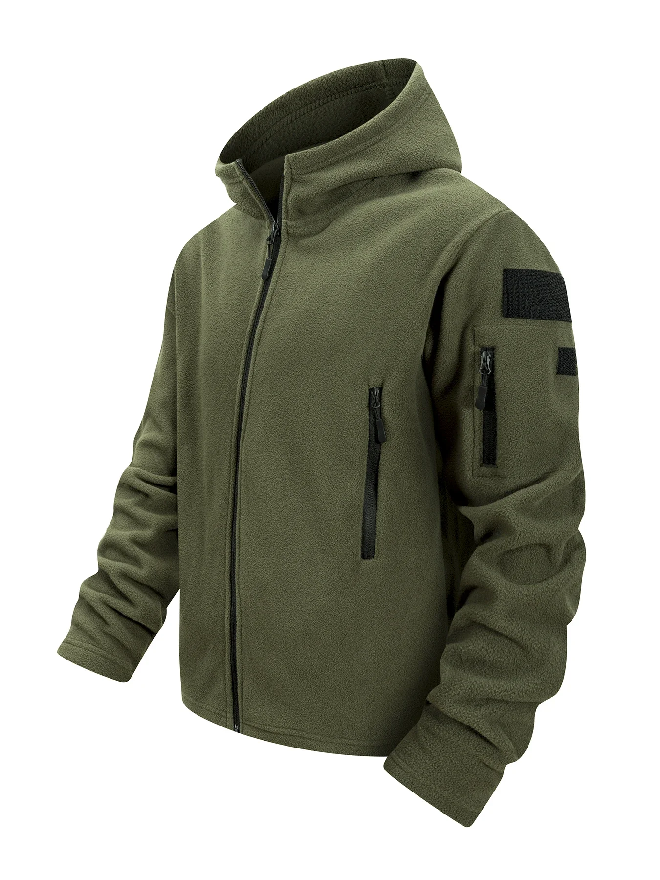 Men's Tactical Fleece Jacket Full Zip Hooded Coat Warm Casual Hoodies Camping Hiking Running Jogger Sports Jacket Men Streetwear