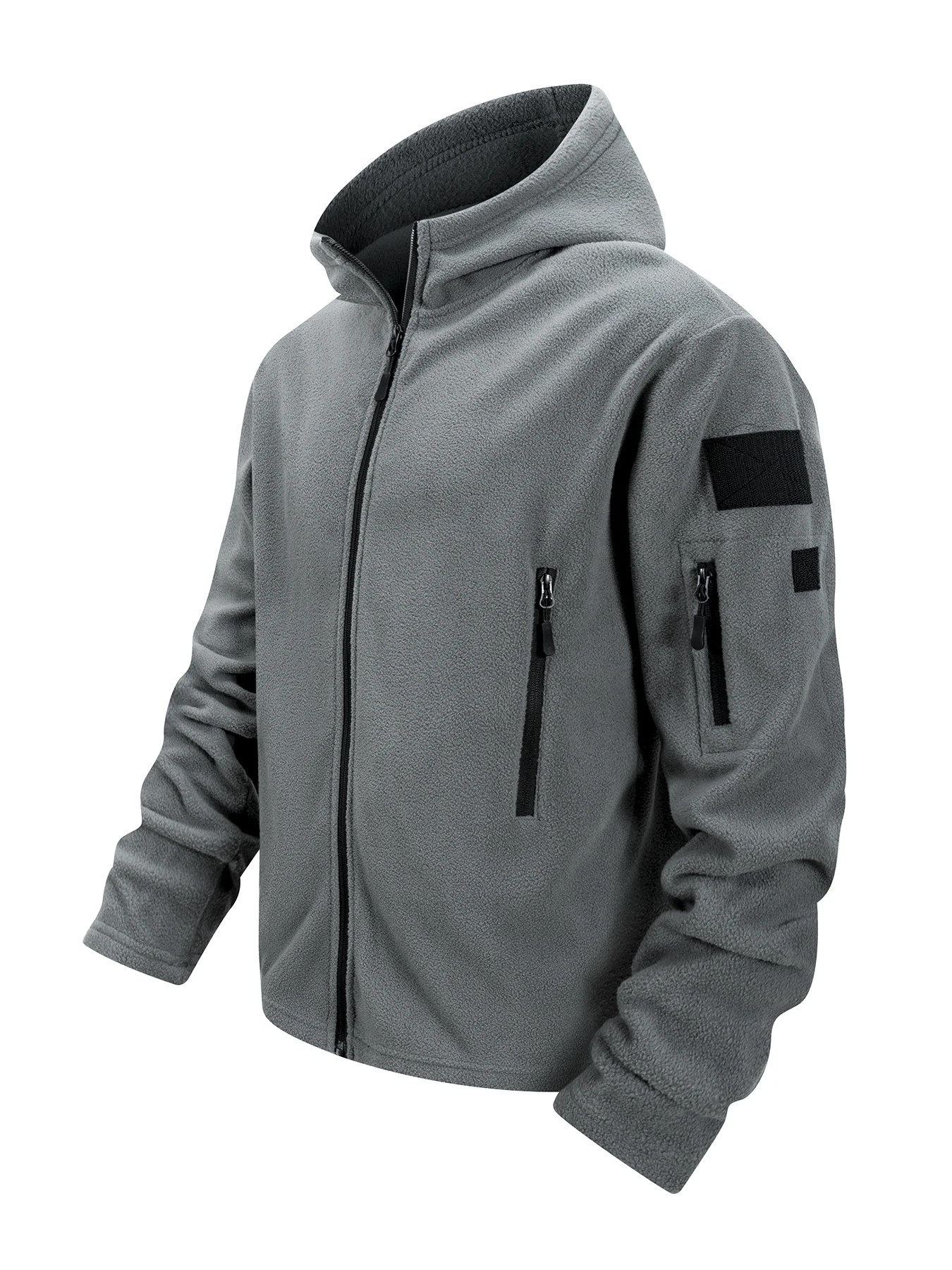 Men's Tactical Fleece Jacket Full Zip Hooded Coat Warm Casual Hoodies Camping Hiking Running Jogger Sports Jacket Men Streetwear