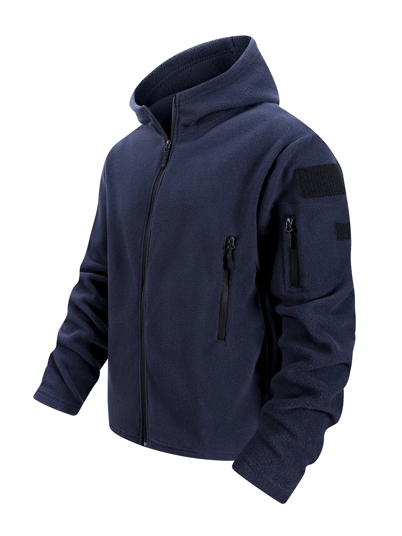 Men's Tactical Fleece Jacket Full Zip Hooded Coat Warm Casual Hoodies Camping Hiking Running Jogger Sports Jacket Men Streetwear