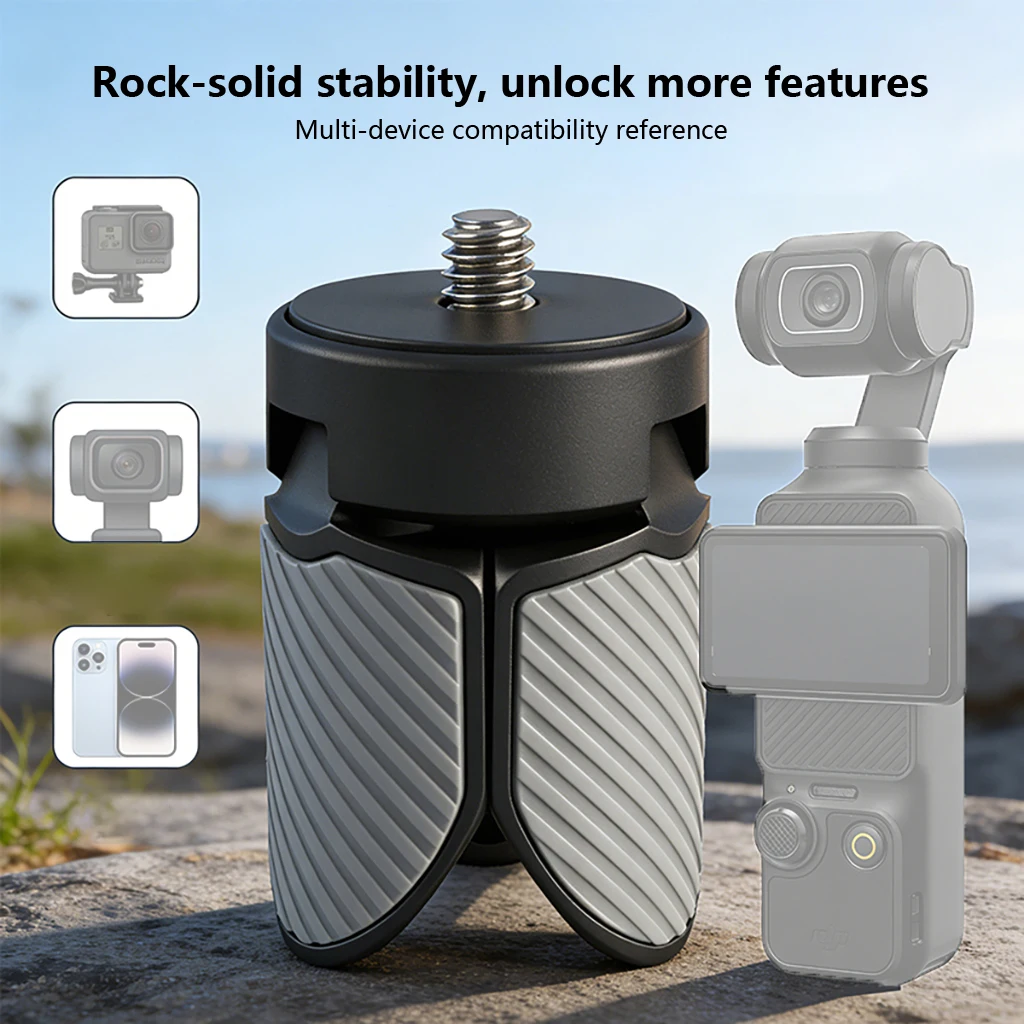 Plastic Mini Tripod Stand 1/4'' Screw Mount for Gopro Action Camera Video Phone Vlog Hand Grip for DJI Pocket 3 4 Gimbal Holder