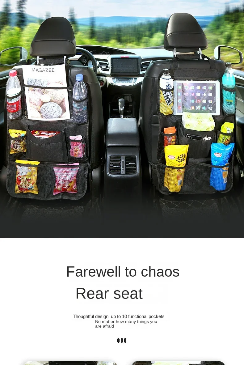 Car Seat Organizer Multifunctional Oxford Fabric Car Back Multi Pocket Storage Bag with Tablet Holder Protector for Kids