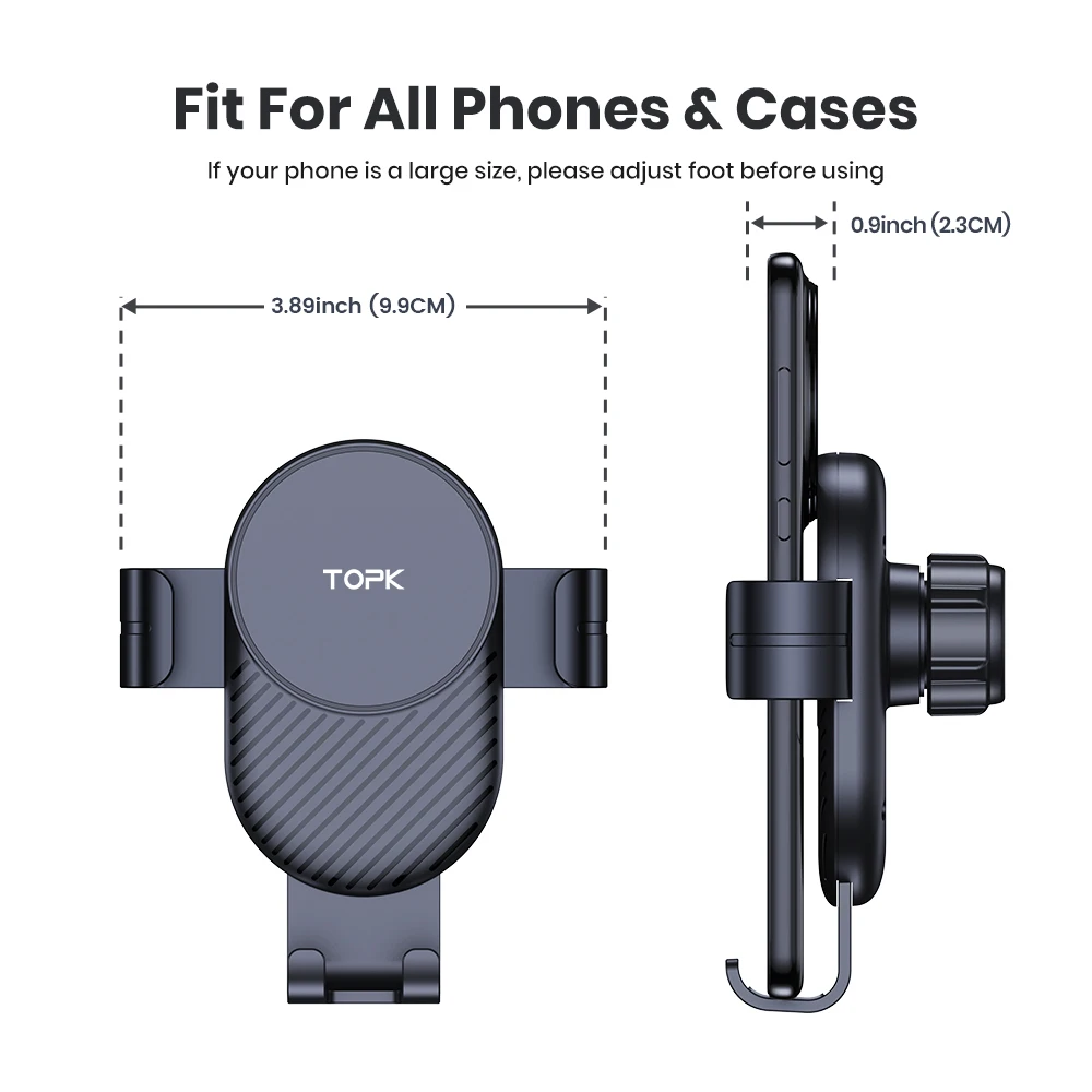 TOPK Universal Car Phone Holder, Hands Free Air Vent Mount for Car, Cell Phone Stand Compatible with iPhone & Android Smartphone