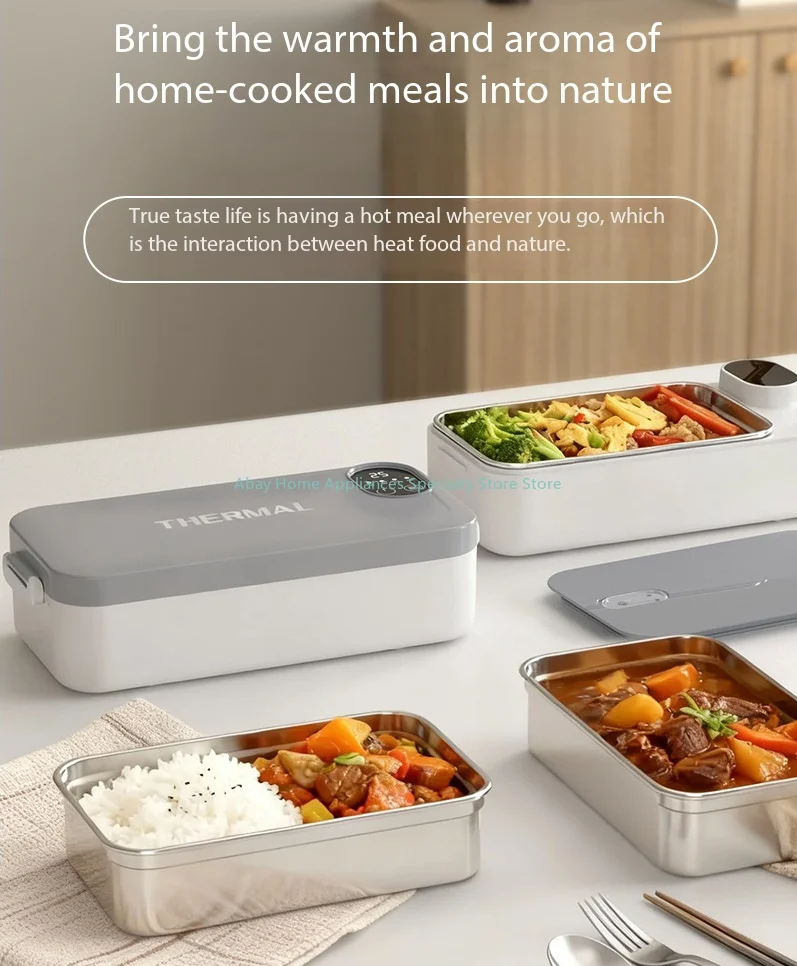 Heating Lunch Box No Water Needed USB Rechargeable Heated Food Warmer Digital Timing Multi Temp Control Leakproof Heat Box Ofice