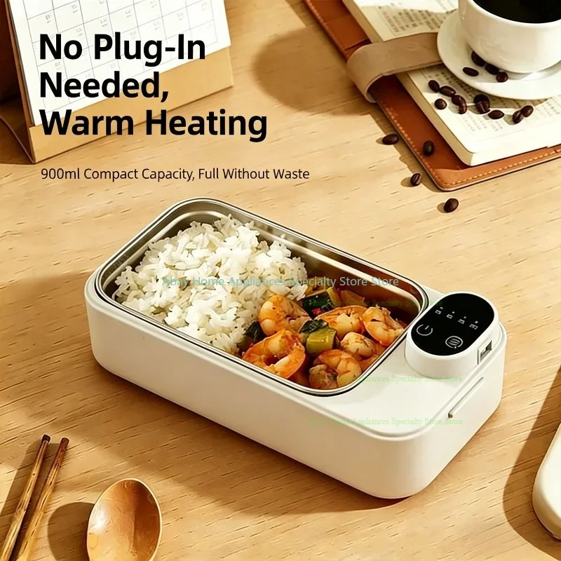 Heating Lunch Box No Water Needed USB Rechargeable Heated Food Warmer Digital Timing Multi Temp Control Leakproof Heat Box Ofice