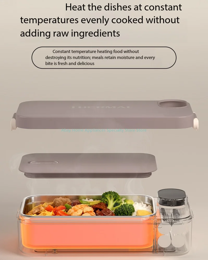 Heating Lunch Box No Water Needed USB Rechargeable Heated Food Warmer Digital Timing Multi Temp Control Leakproof Heat Box Ofice