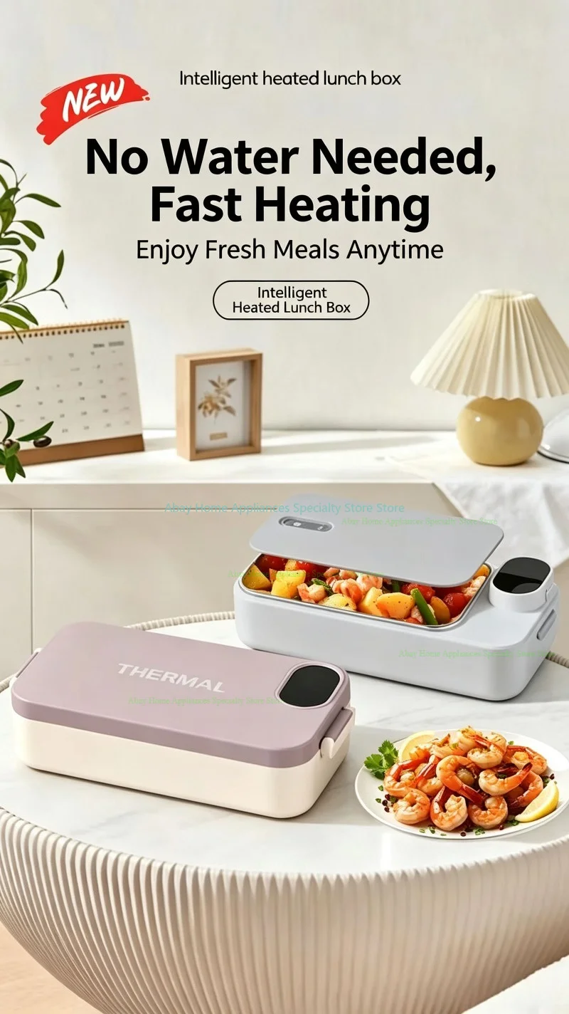 Heating Lunch Box No Water Needed USB Rechargeable Heated Food Warmer Digital Timing Multi Temp Control Leakproof Heat Box Ofice