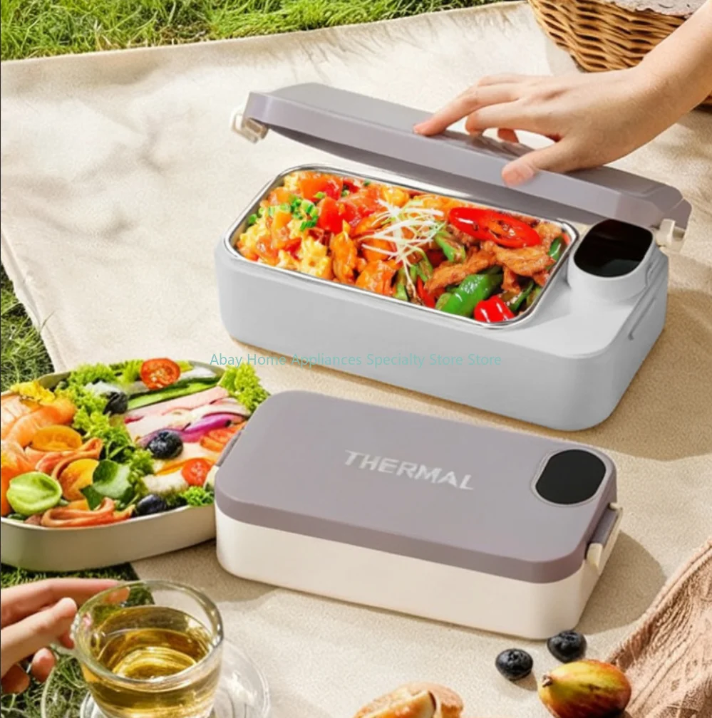 Heating Lunch Box No Water Needed USB Rechargeable Heated Food Warmer Digital Timing Multi Temp Control Leakproof Heat Box Ofice