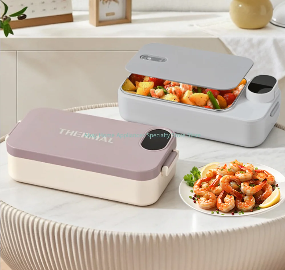 Heating Lunch Box No Water Needed USB Rechargeable Heated Food Warmer Digital Timing Multi Temp Control Leakproof Heat Box Ofice