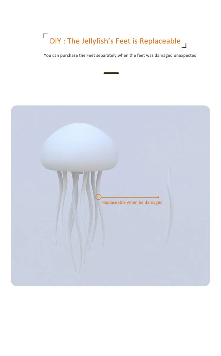 Creative Jellyfish Light Voice Control Type-C Charging Cute Jellyfish Bedside Lamp Flexible Tentacles for Holiday Children Gifts