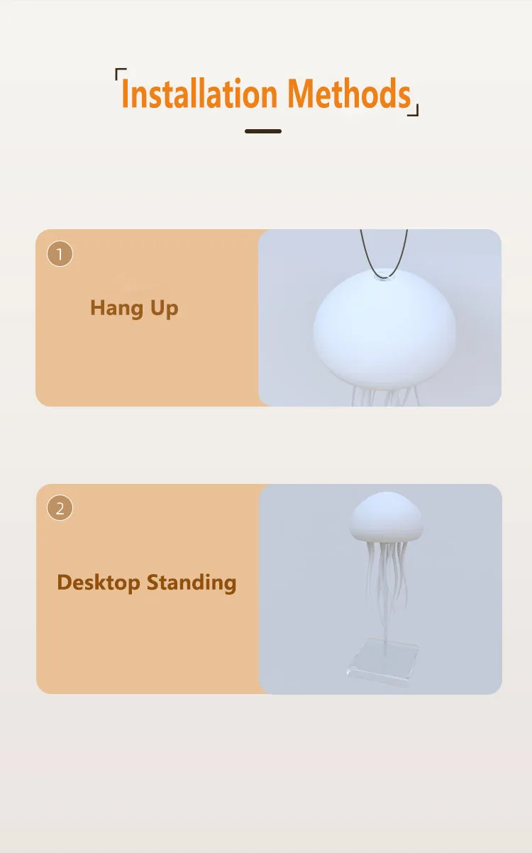 Creative Jellyfish Light Voice Control Type-C Charging Cute Jellyfish Bedside Lamp Flexible Tentacles for Holiday Children Gifts