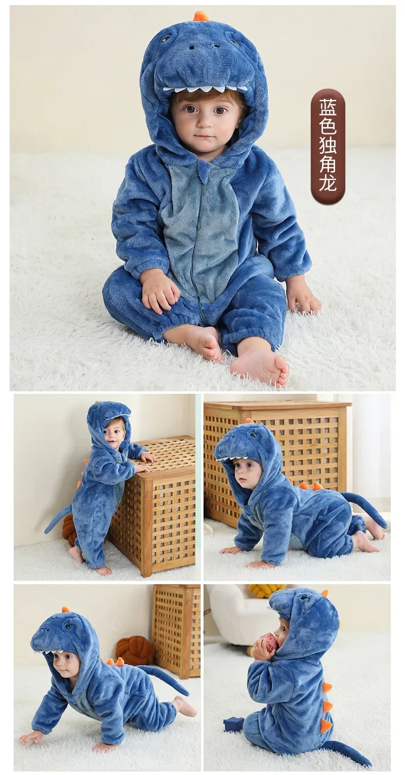 Baby Onesies Pyjamas Kids Overalls Ropa Bebes Rompers Winter Kigurumi Cow Costume For Girl Boy Toddler Infant Animal Jumpsuit