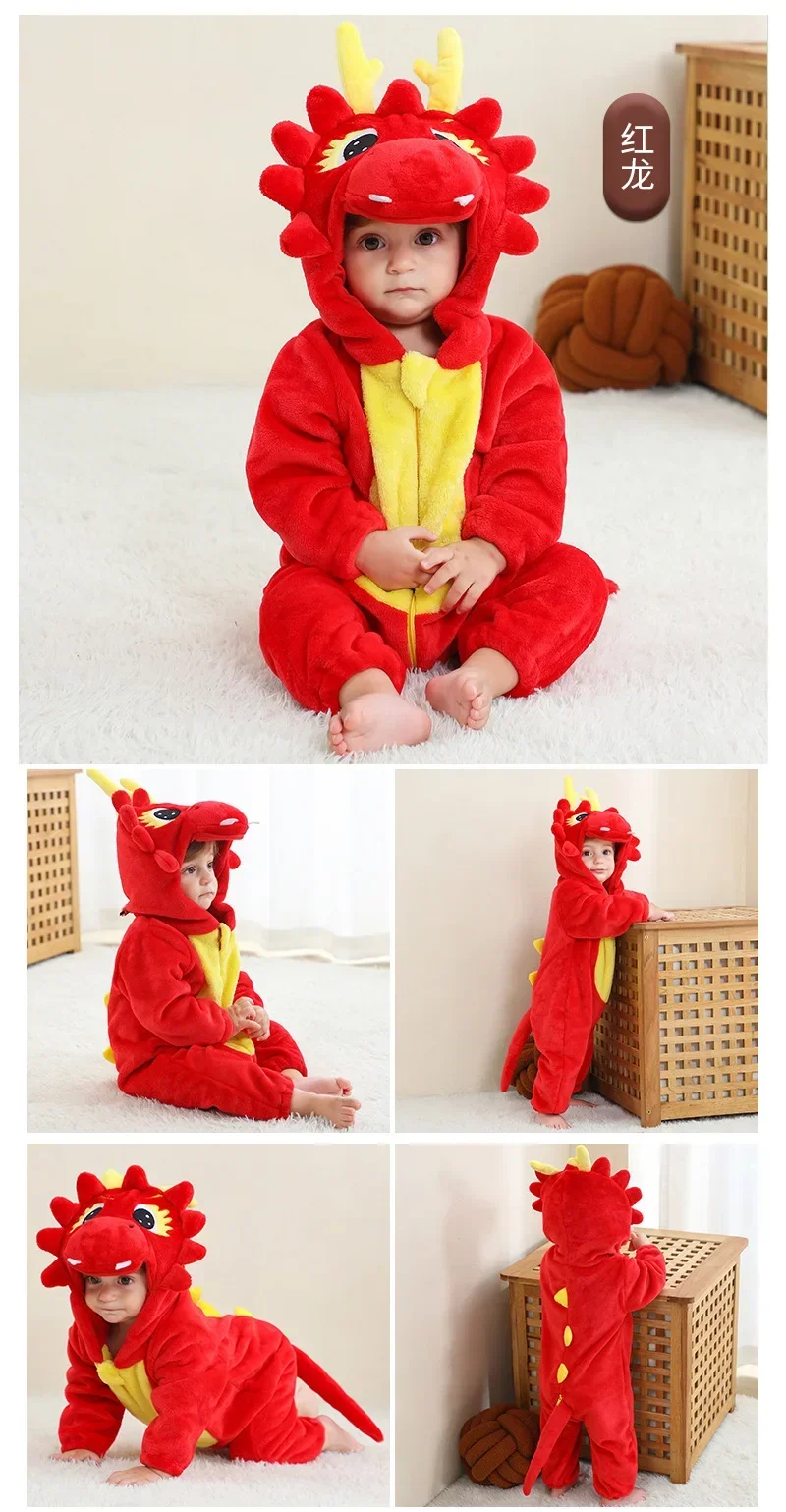 Baby Onesies Pyjamas Kids Overalls Ropa Bebes Rompers Winter Kigurumi Cow Costume For Girl Boy Toddler Infant Animal Jumpsuit