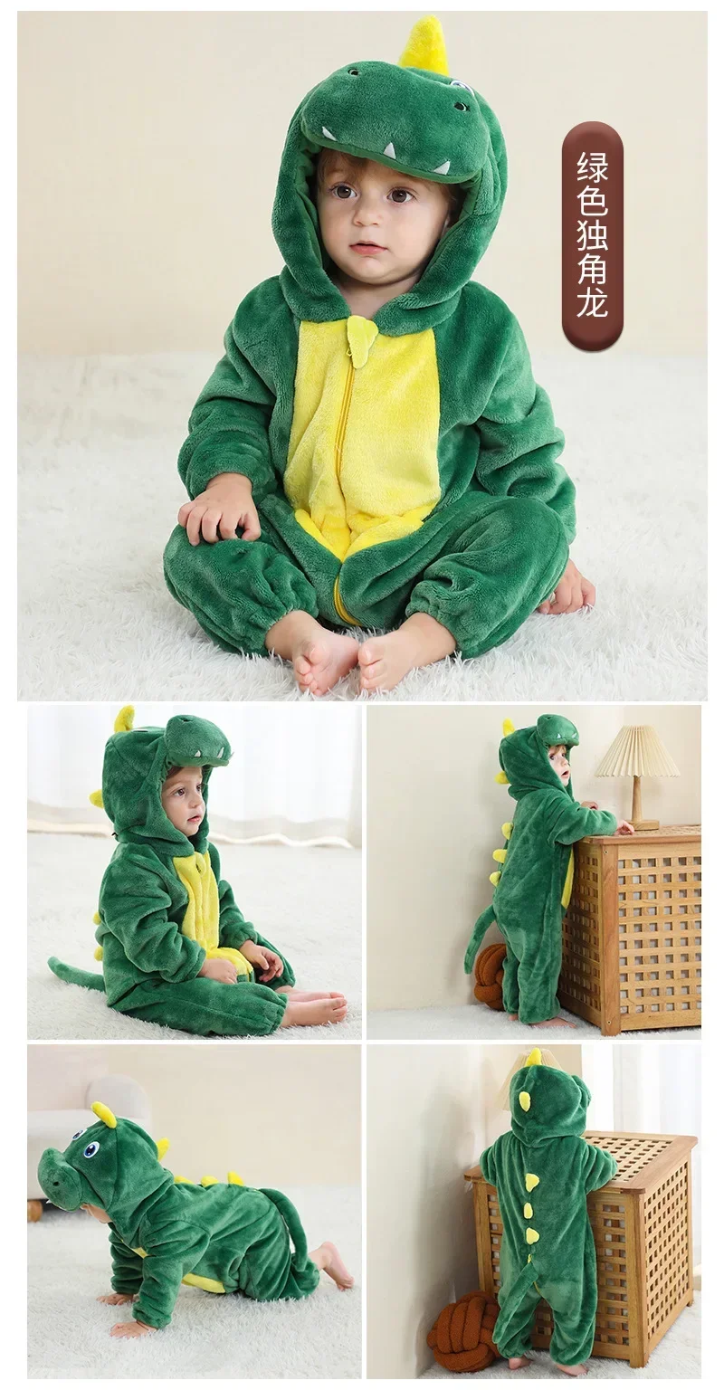 Baby Onesies Pyjamas Kids Overalls Ropa Bebes Rompers Winter Kigurumi Cow Costume For Girl Boy Toddler Infant Animal Jumpsuit