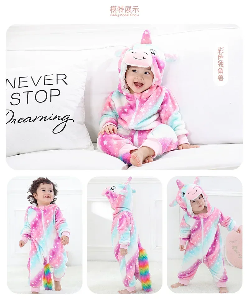 Baby Onesies Pyjamas Kids Overalls Ropa Bebes Rompers Winter Kigurumi Cow Costume For Girl Boy Toddler Infant Animal Jumpsuit