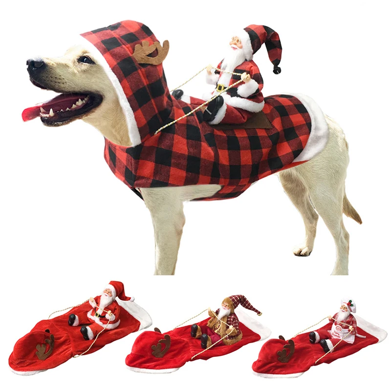 Santa Dog Costume Christmas Pet Clothes Santa Claus Riding Pet Cosplay Costumes Dogs Outfit for Small Medium Large Dogs Cats