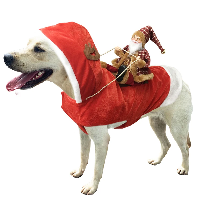 Santa Dog Costume Christmas Pet Clothes Santa Claus Riding Pet Cosplay Costumes Dogs Outfit for Small Medium Large Dogs Cats