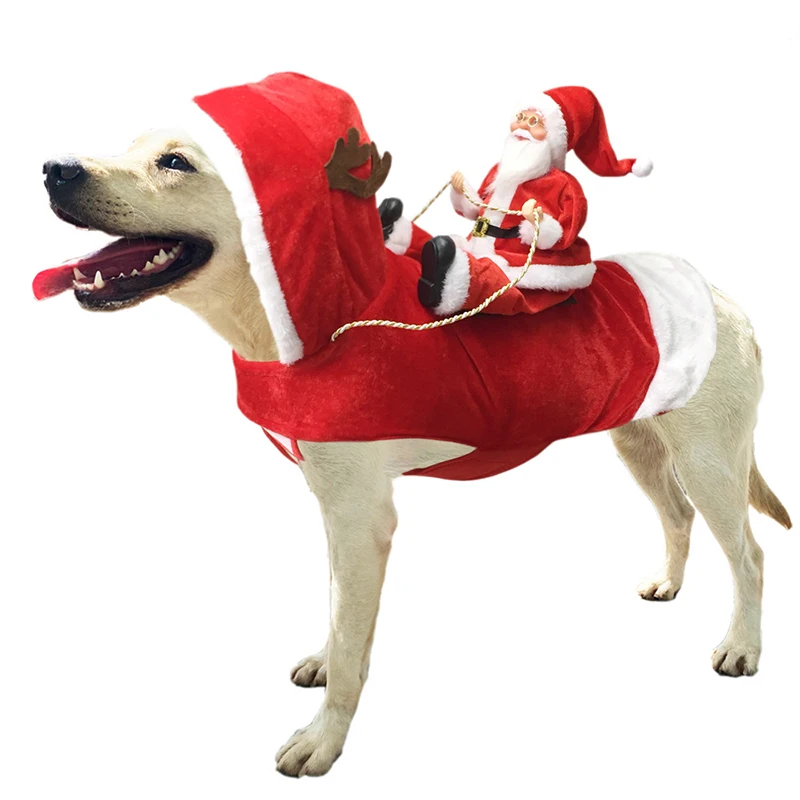 Santa Dog Costume Christmas Pet Clothes Santa Claus Riding Pet Cosplay Costumes Dogs Outfit for Small Medium Large Dogs Cats