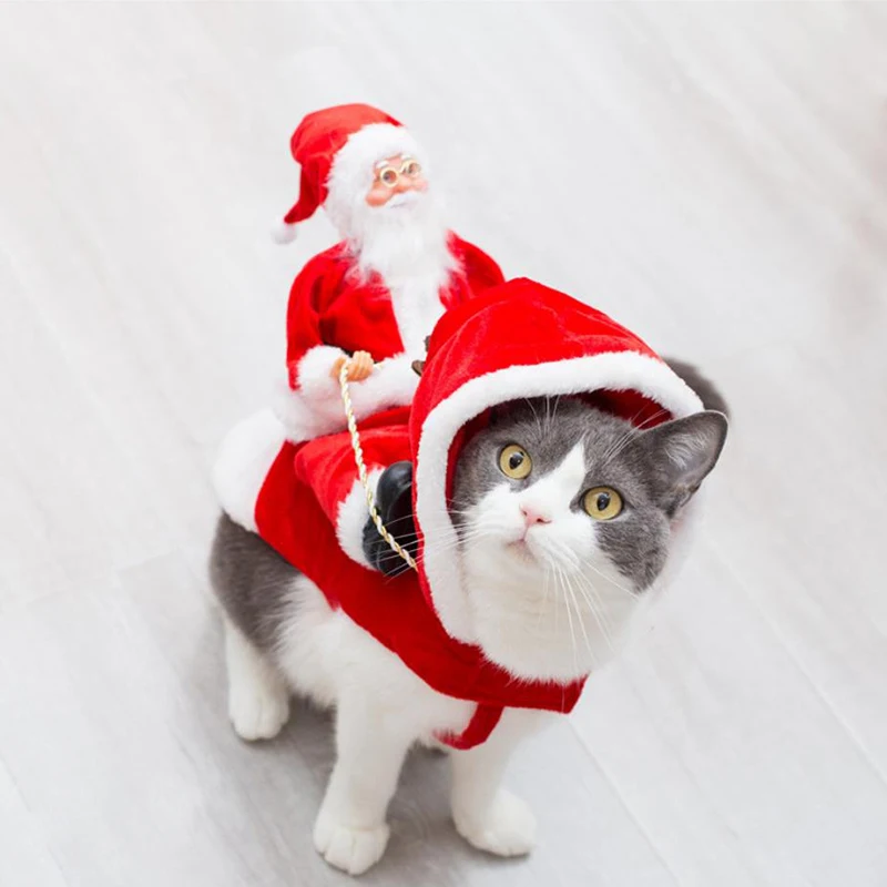 Santa Dog Costume Christmas Pet Clothes Santa Claus Riding Pet Cosplay Costumes Dogs Outfit for Small Medium Large Dogs Cats