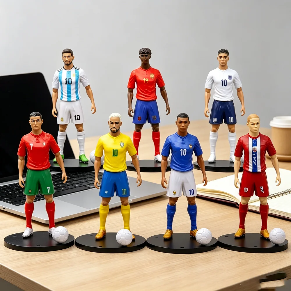 2026 New 18cm Football Star C.Ronaldo Messi Mbappe Model Dolls Cartoon Cute Action Figure Car Accessories Football Fans Gifts