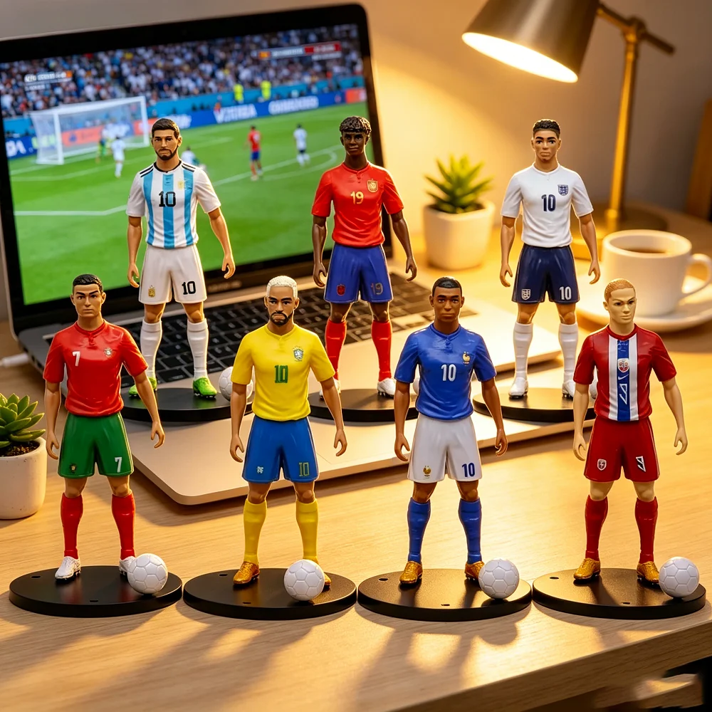 2026 New 18cm Football Star C.Ronaldo Messi Mbappe Model Dolls Cartoon Cute Action Figure Car Accessories Football Fans Gifts