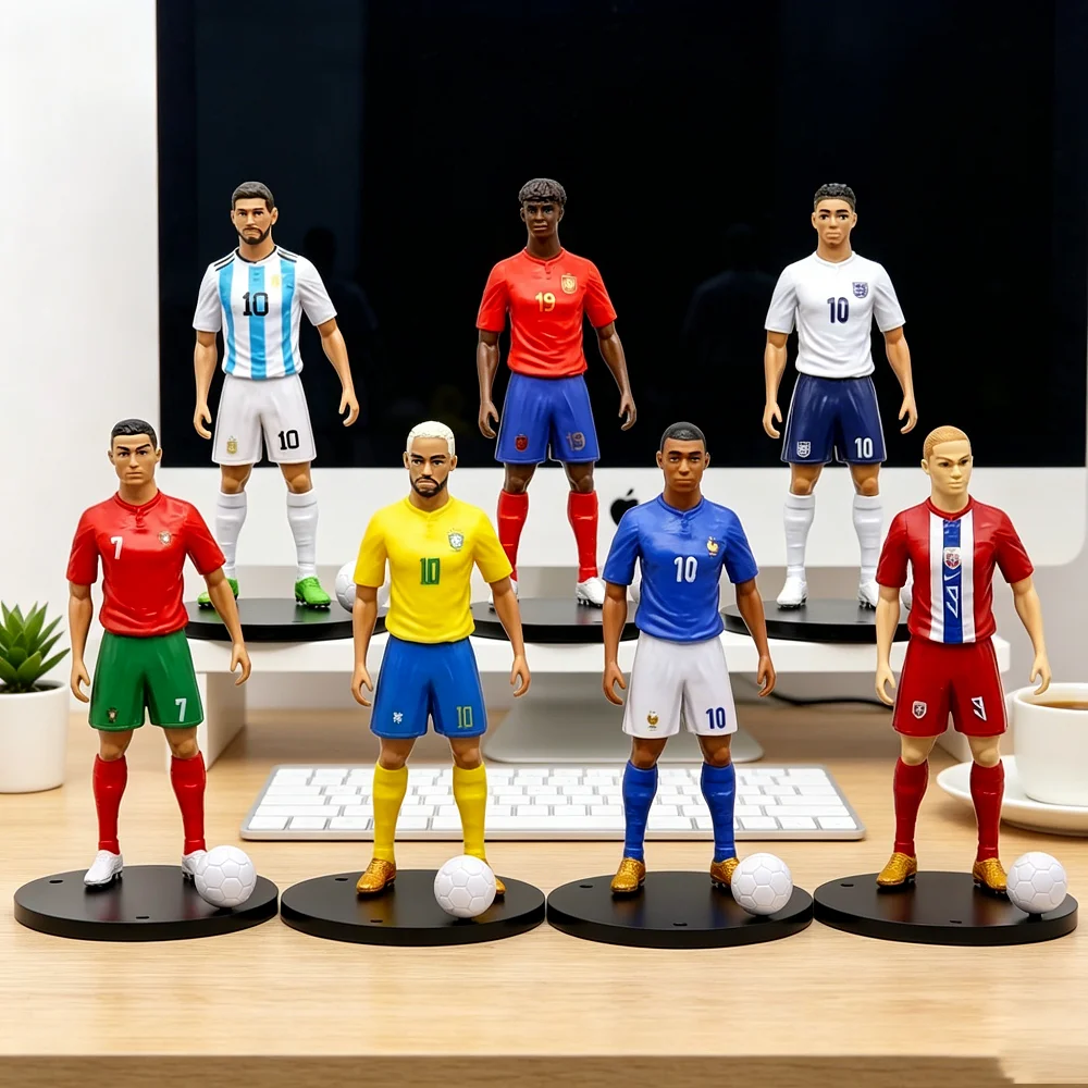 2026 New 18cm Football Star C.Ronaldo Messi Mbappe Model Dolls Cartoon Cute Action Figure Car Accessories Football Fans Gifts